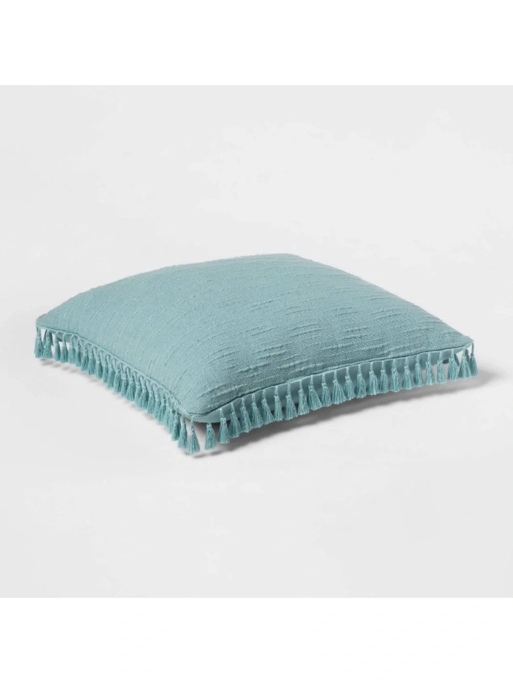 Threshold Euro Light Teal Blue Tassel Square Accent Pillow